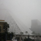 Snow falling (and settling) at Luxor Hotel, Las Vegas