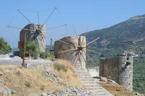 Traditional windmills in Lasithi, en route to Agios Nikolaos.