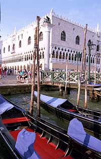 Doges Palace and gondolas in forground, Venice