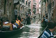 A traffic jam, gondola style, in Venice