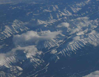 Flying over the Canadian mountains