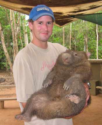 Ian holding wombat.