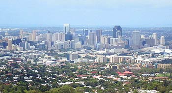 The view of the CBD from Mount Coot-tha.