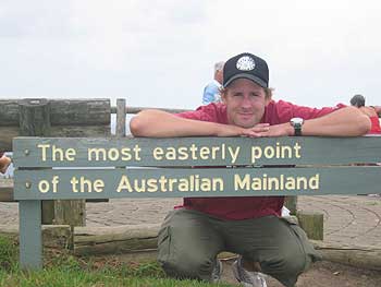 Ian at Australia's most easterly point on the mainland.