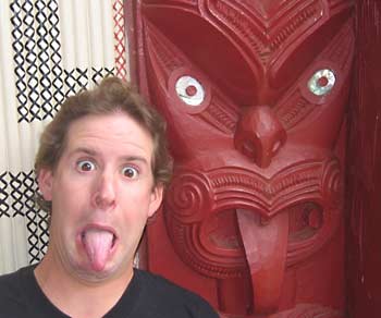 Ian doing the Maori tongue sticky-out thing.