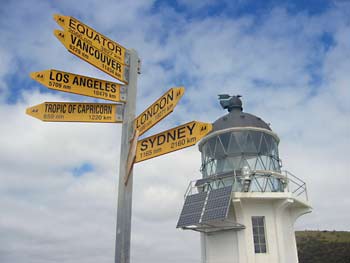 Signpost at the Cape Reigna lighthouse.