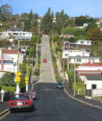 Baldwin Street, listed as the world's steepest street.