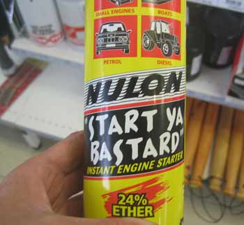 A can of spray called 'Start ya bastard!'