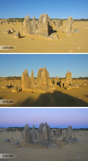 Pinnacles rocks taken at different times of the day.
