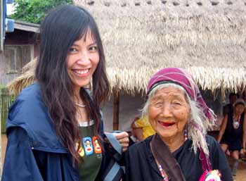 Manda and a toothless old Akha woman.