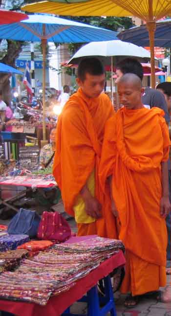 Monks at night market