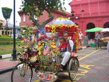 Family outting on a rickshaw.