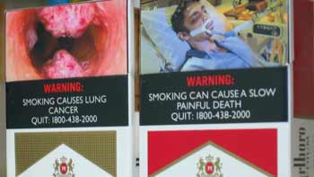 Warnings on cigarette packs