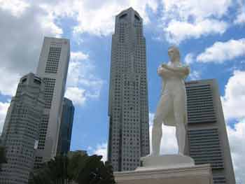 Sir Raffle statue at Raffles Landing Site, Singapore.