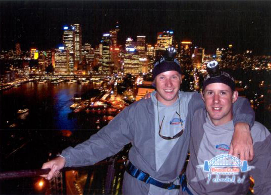 Ian and andy on the night time climb, BridgeClimb, Sydney