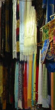 Decorative image: Shawls for sale in the Grand Bazaar